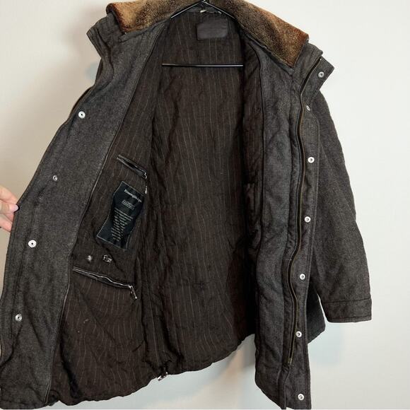 Ermenegildo Zegna Elements Wool Cashmere Fur Lamb Leather Brown Coat Mens Sz XL - Picture 3 of 16